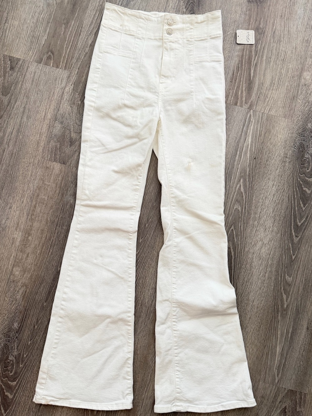 Free People High-Waist White Flare Jeans